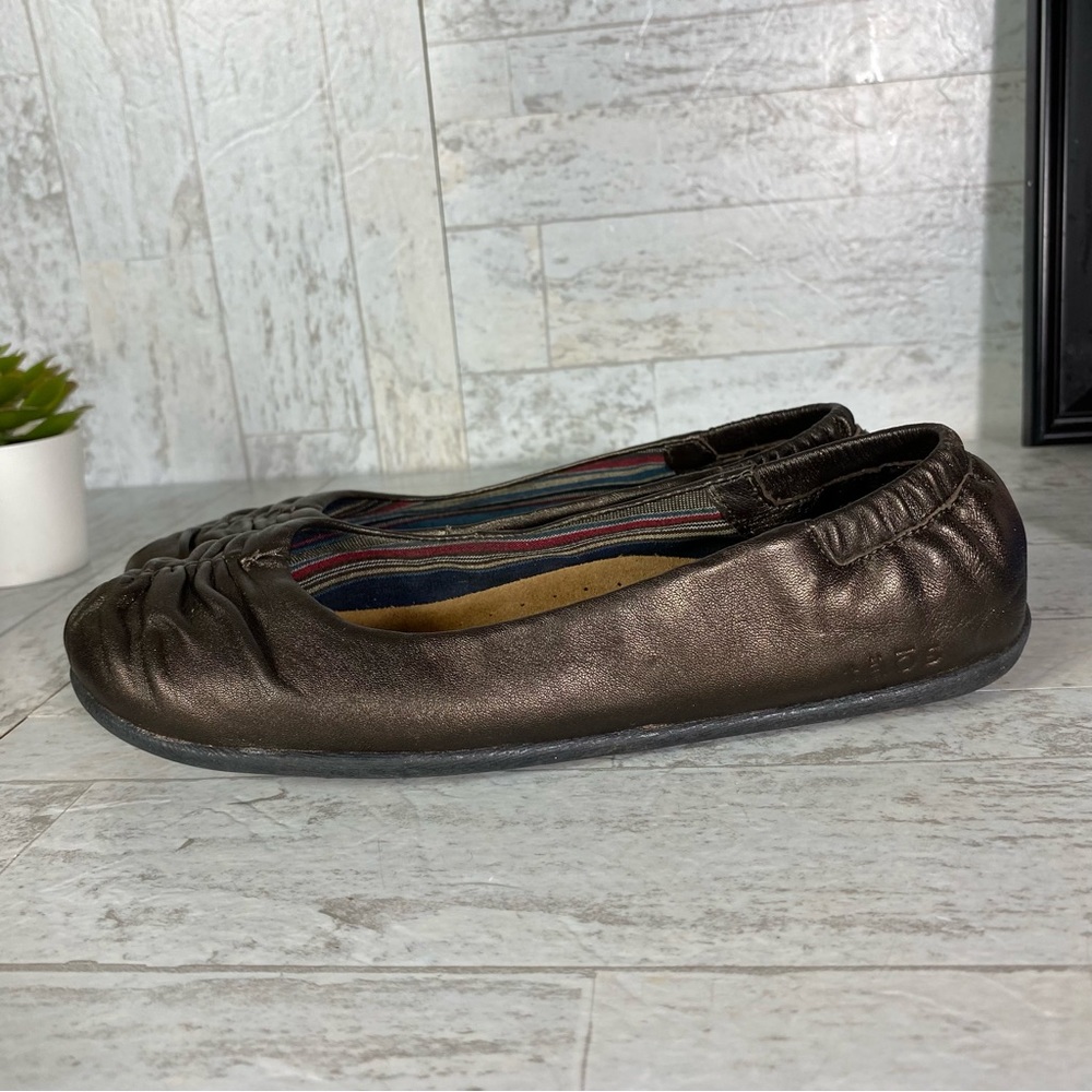 Taos Bronze Ballet Flats Shoes Repleat Gathered Toe size 6 (A1341-1705)‎ EUC #3